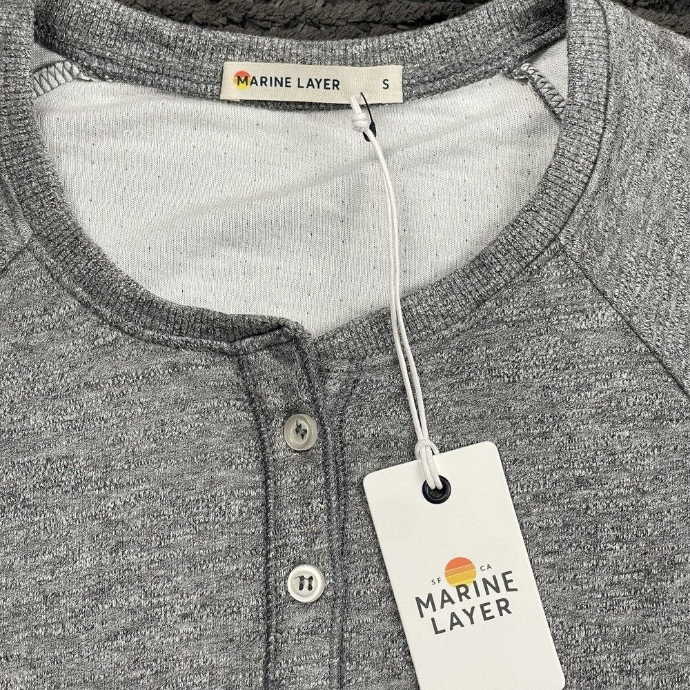 Marine Layer‎ Men's Long Sleeve Henley Shirt Gray Size Small Soft Tri-Blend NWT - Picture 2 of 6